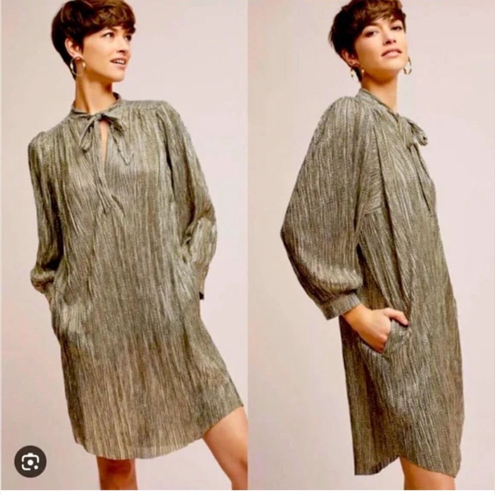 Anthropologie Sabina Musayev Tied Shimmer Tunic Dress. XS